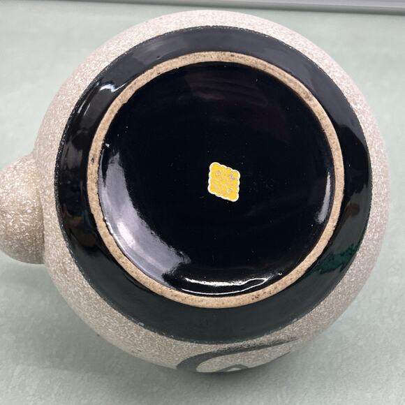 Vintage Otigiri OMC Japan White Stoneware Teapot Japanese Letters Rattan Handle - Picture 7 of 8